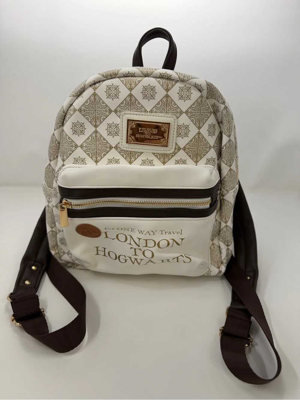 Harry Potter London to Hogwarts Cream & Brown Mini Backpack Universal Studios